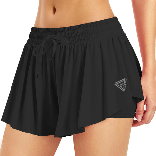 Flutter Pleated Athletic Shorts for Women